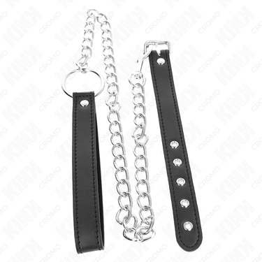 Anello in pelle e metallo KINK con catena e cinturino regolabile